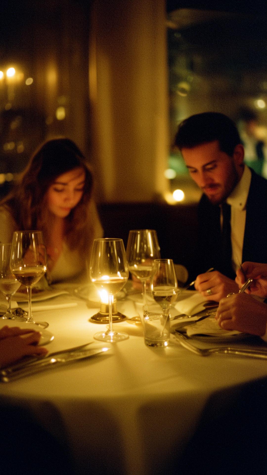 Guests dining by candlelight