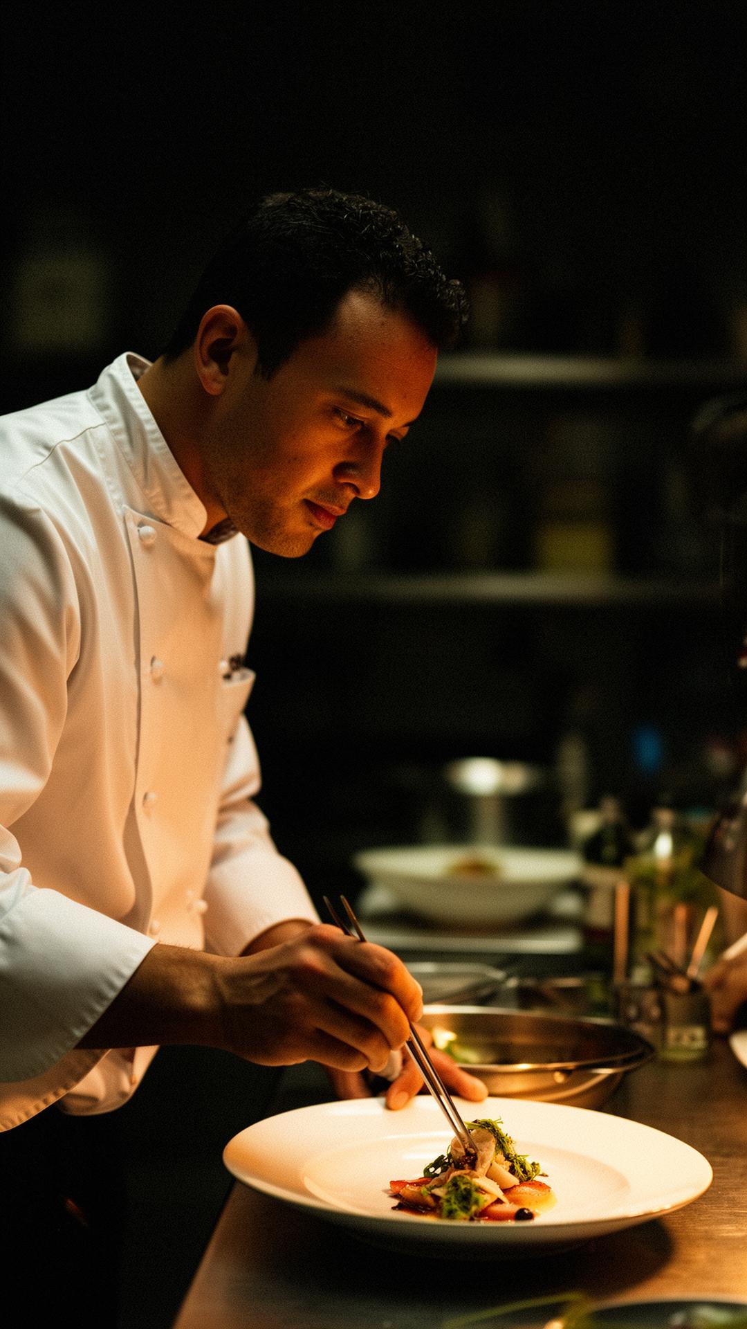 Chef Antoine Beaumont plating a dish